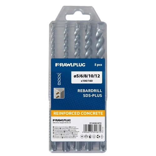 Набор буров RAWLPLUG Rebardrill SDS plus, 5 шт RT-SDSR-SET2
