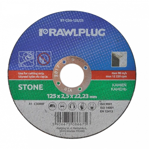 Круги отрезные корундовые для резки камня RAWLPLUG Ø230 мм, толщина 3,2 мм RT-CDS-230/32