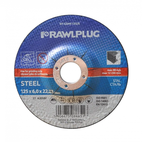 Диск корундовый по металлу RAWLPLUG Ø125×6,0×22,23 мм RT-GDM-125/6